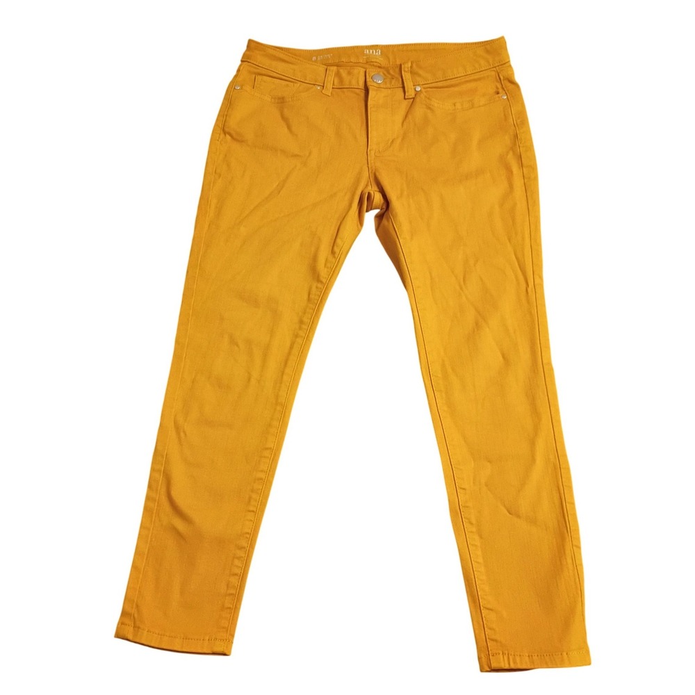 a.n.a Skinny Ankle Pants Womens 8 Mustard Yellow Mid Rise Stretch Casual